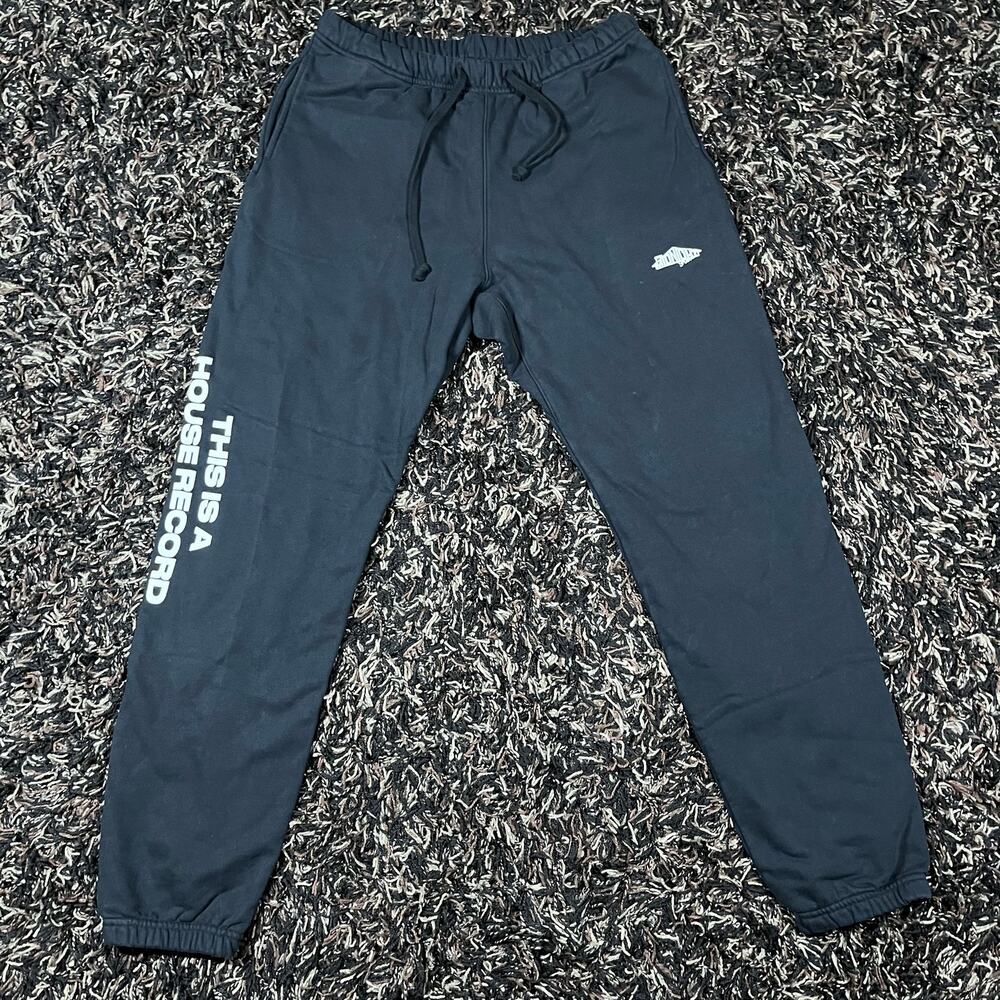 Midnight‎ Rave This is a House Record Black Sweatpants Men’s Sz L New